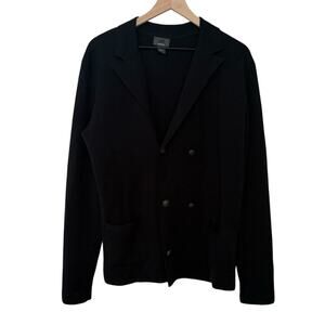 H&M Navy Blue Wool Blend Long Sleeve Mens Cardigan Size Medium Academia Preppy